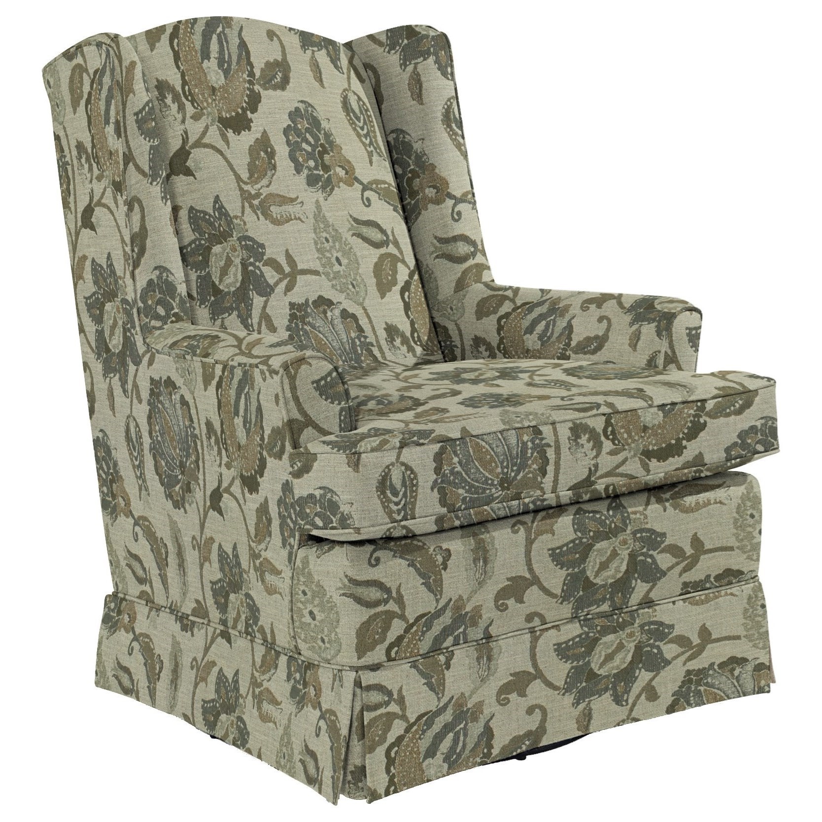Best Home Furnishings Natasha 7147 35503 Natasha Swivel Glider with Wing Back and Skirt Lindy s Furniture Company Uph Upholstered Chairs